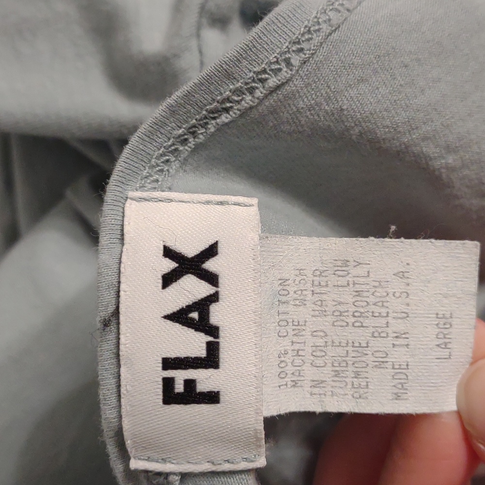 Flax 100% Cotton Women's Light Blue Long Sleeve Round Neck Pullover Shirt Large - Picture 4 of 10